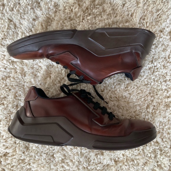 Authentic Prada brown leather sneakers, 2EG 112